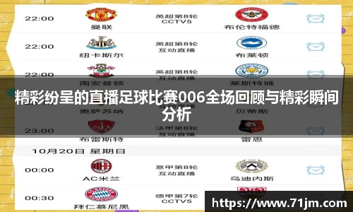精彩纷呈的直播足球比赛006全场回顾与精彩瞬间分析